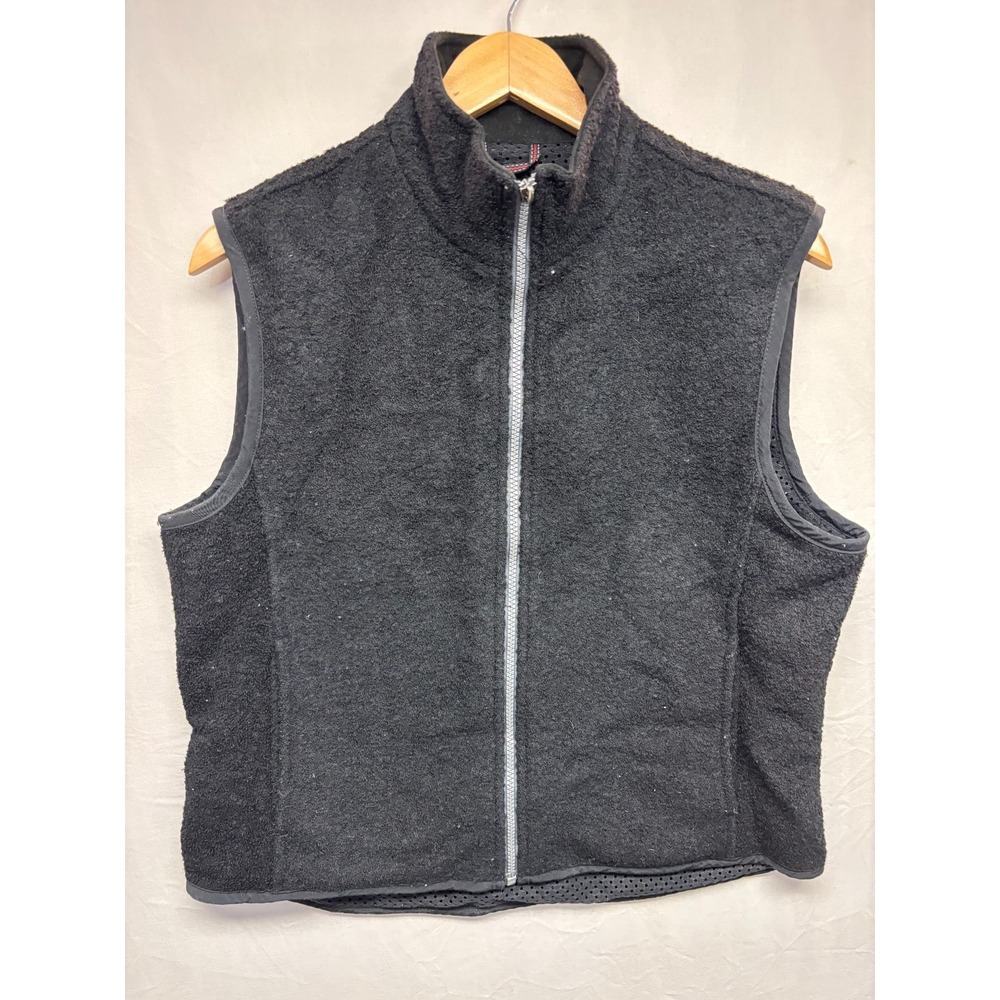 Woolrich Vest Womens Black Mock Neck Fleece Sleeveless‎ Full Zip Outdoor Medium
